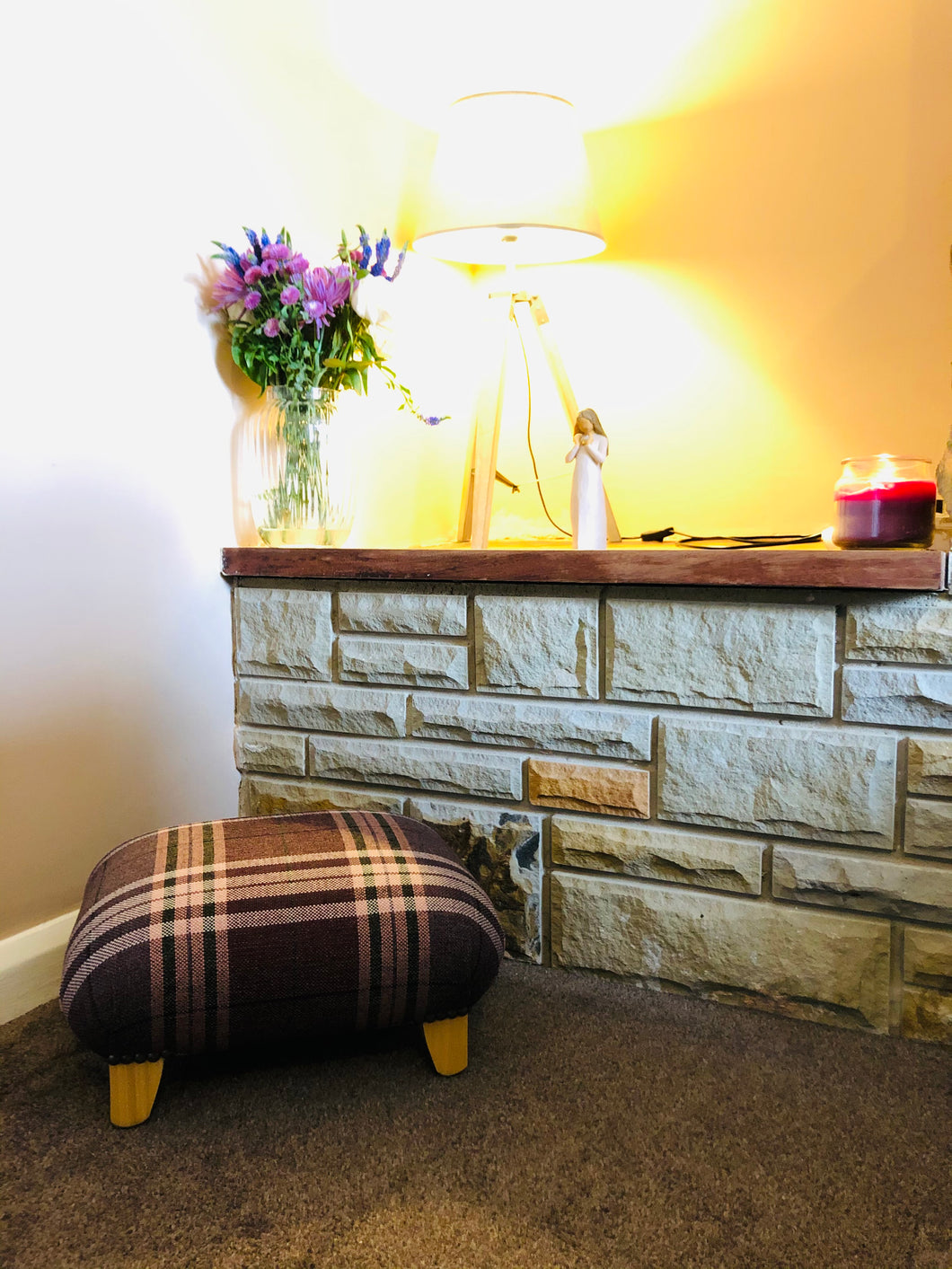 Small Plain Blossom Footstool